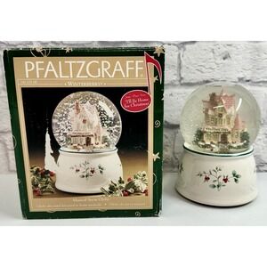 Pfatzgraff Winterberry Musical Snow Globe "I'll Be Home for Christmas" 1999